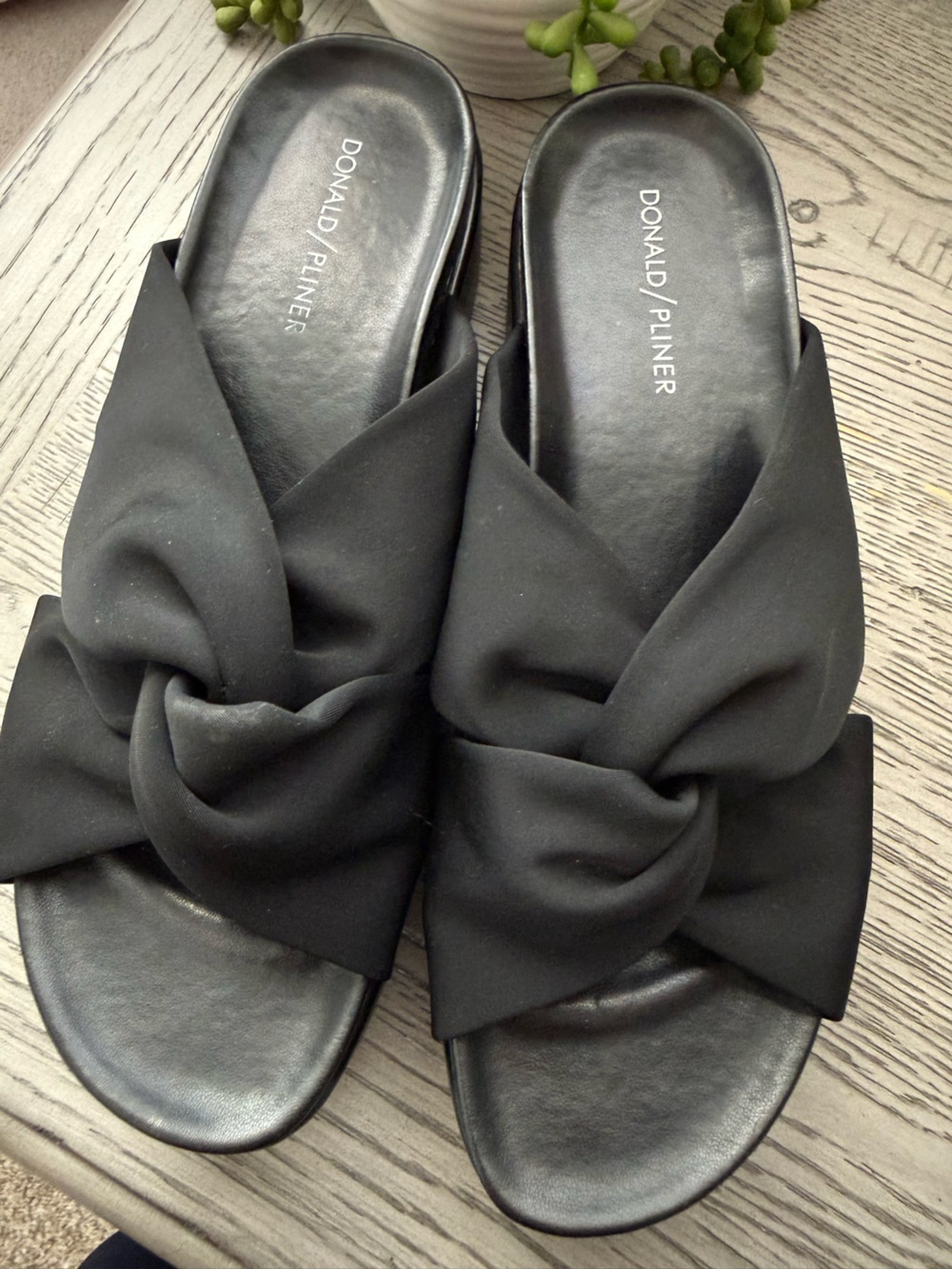 Donald J. Pliner Folley Black Soft Twist Knot Slide Mules  NWOT or Box